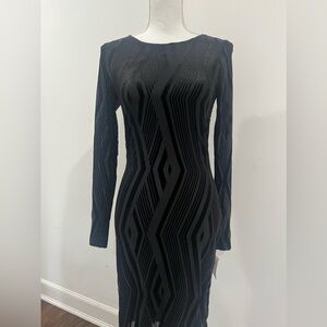 Long sleeve little black dress with pattern. Bar III brand. Size S. NWT